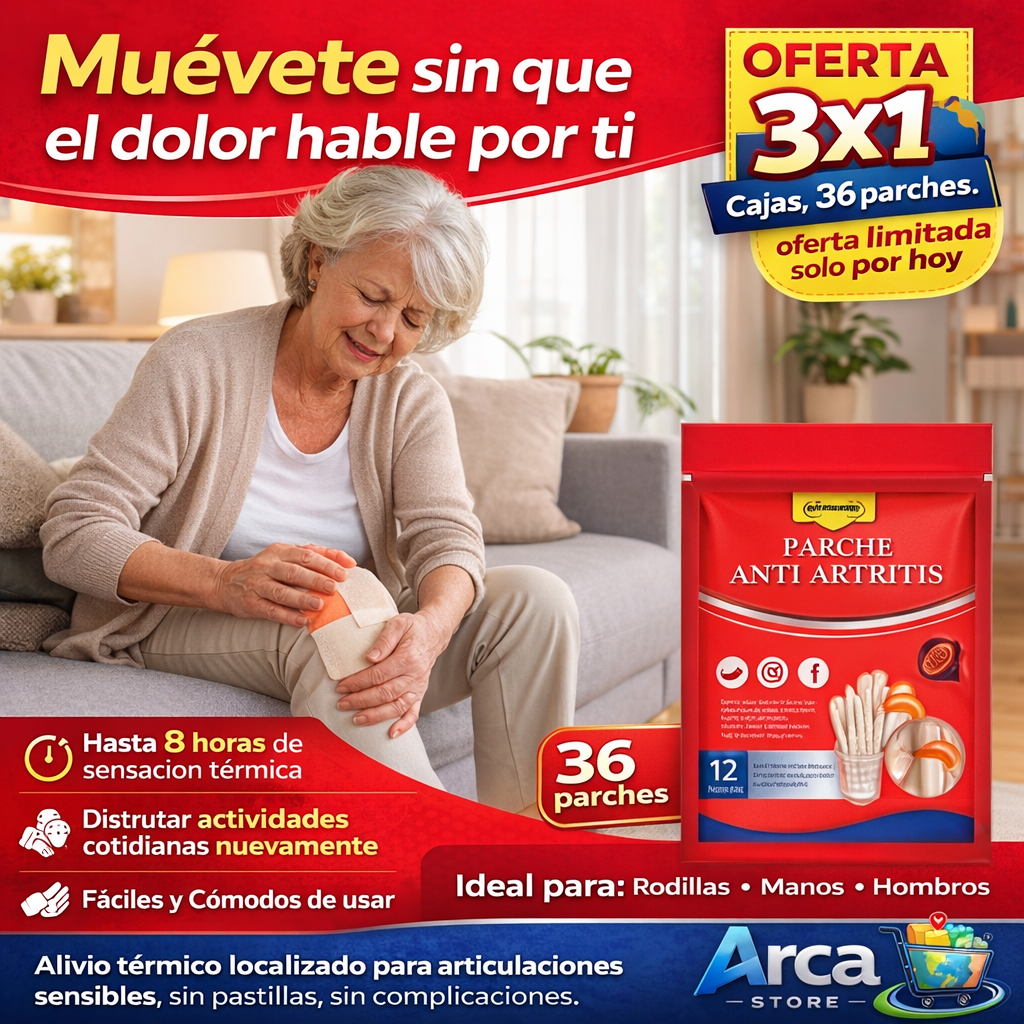3X1 Pack 36 Parches Anti Artritis - Alivio sin pastillas. Sin complicaciones. Sin excusas