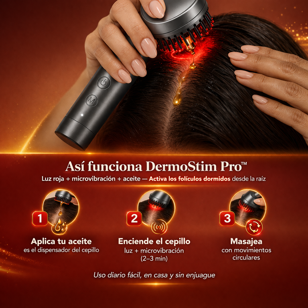 DermoStim Pro™ - Cepillo masajeador 3 en 1 con terapia de luz